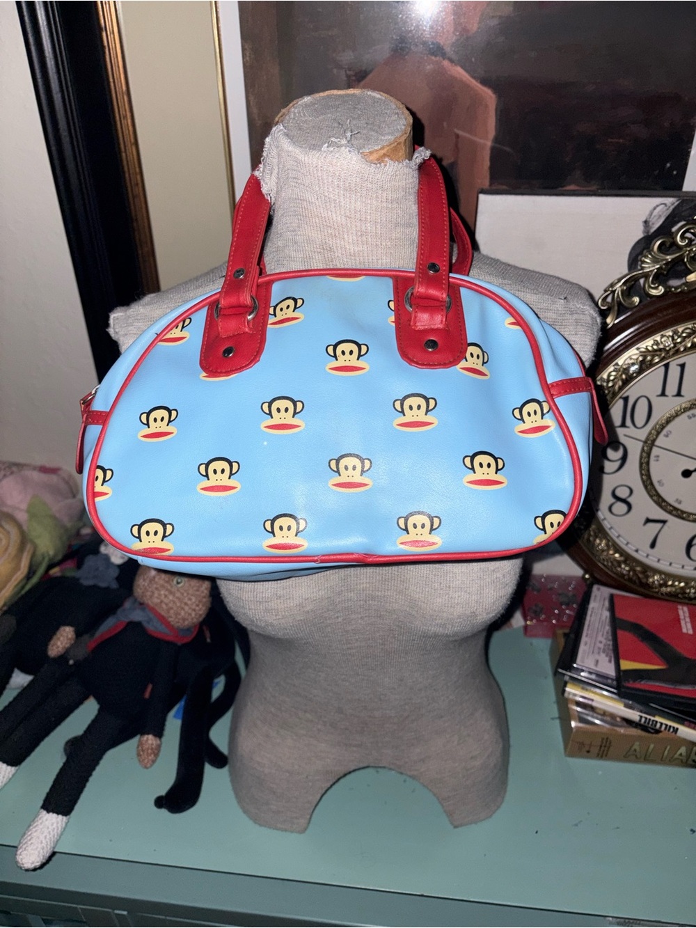Paul Frank DEADSTOCK Blue + Red with Monkey Print Satchel